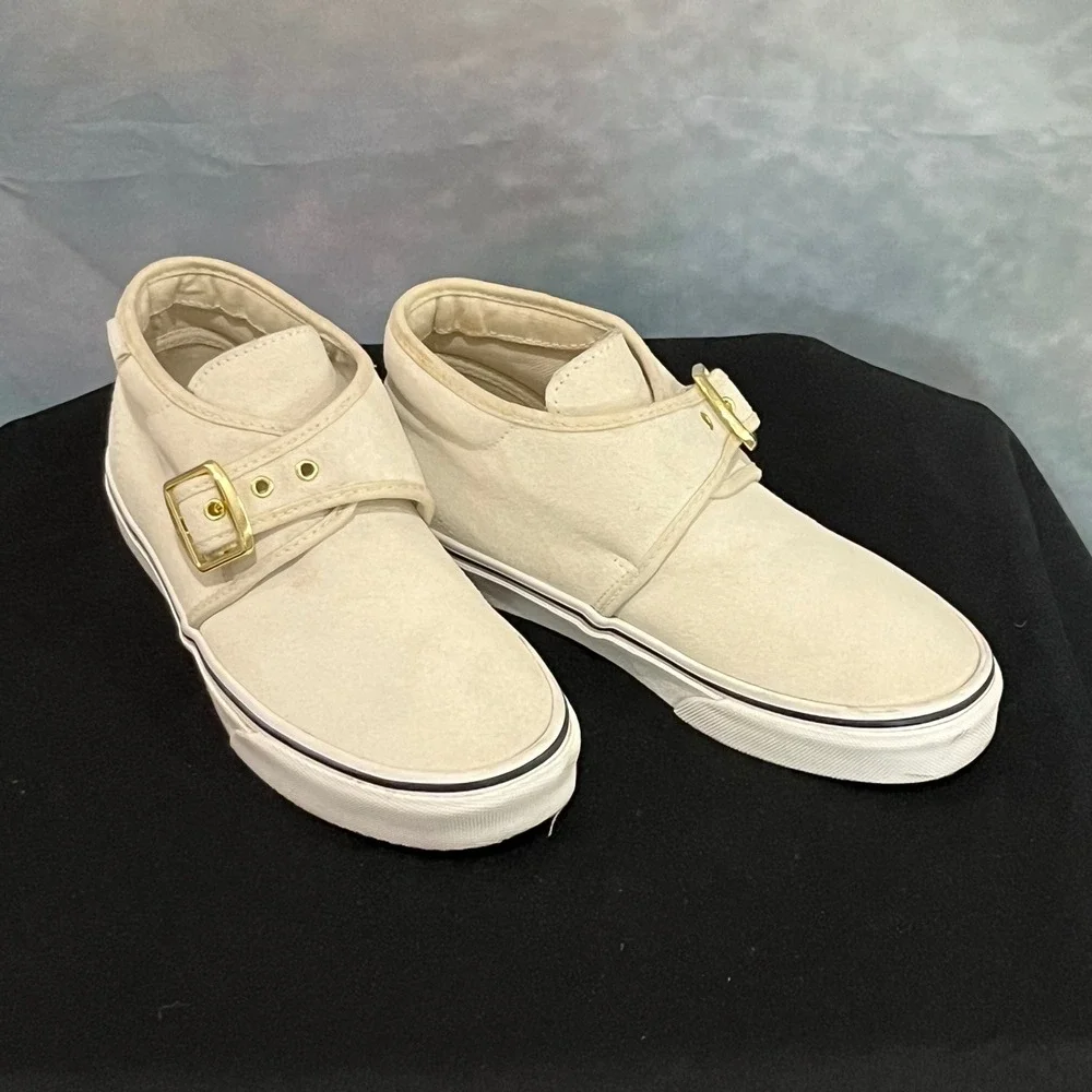 Vans‎ Suede Chukka MS Monk Strap Mid Top Sneakers Cream Gold Buckle Womens 6